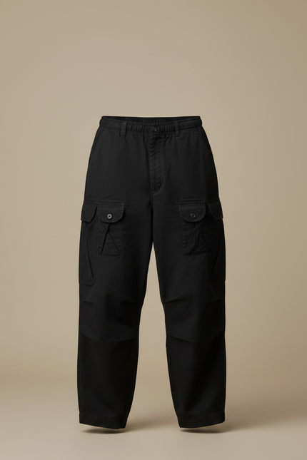 Pantalon Japonais Cargo Noir Ample Coton Homme - vue 3