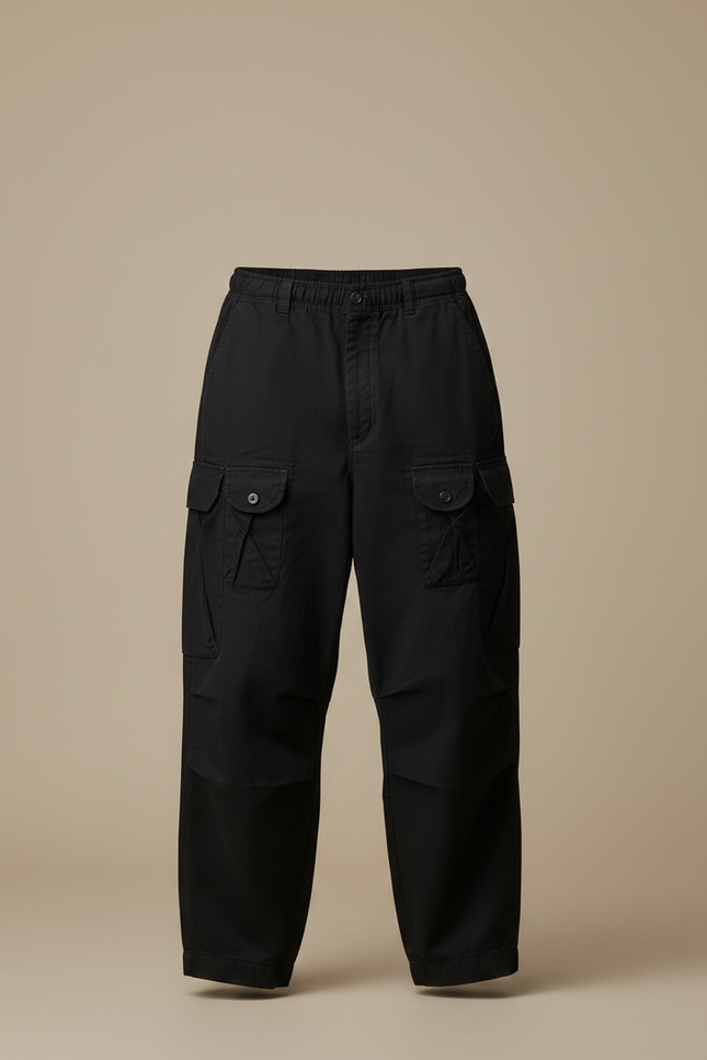 Pantalon Japonais Cargo Noir Ample Coton Homme - vue 3