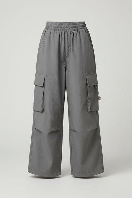 Pantalon Japonais Cargo Gris Ample Décontracté Enfant - Polyester - vue 3