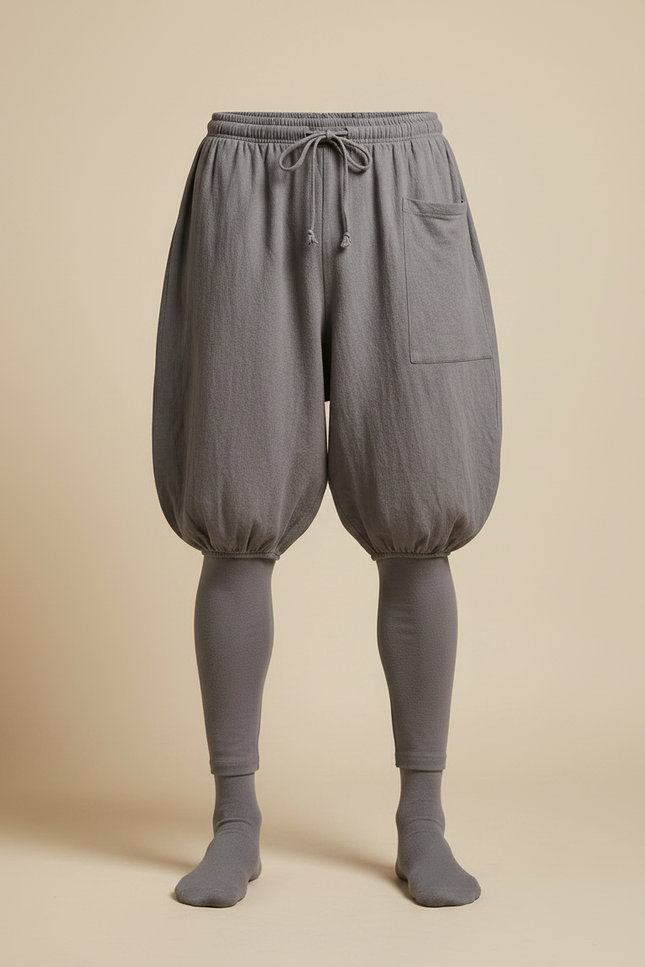 Pantalon Japonais Gris Ample Coton Bouffant Homme - vue 3
