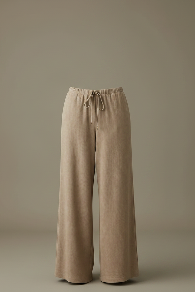 Pantalon Japonais Beige Ample Fluide Décontracté Femme - Maille - vue 3