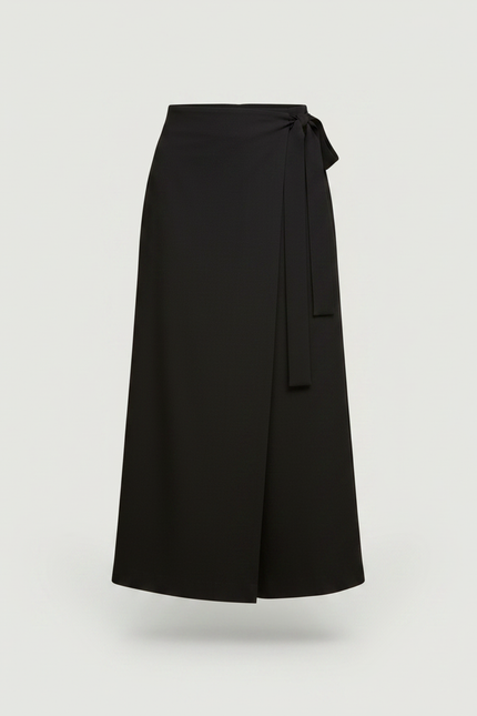Pantalon Japonais Noir Fluide Ample Asymétrique Élégant - Viscose - vue 3