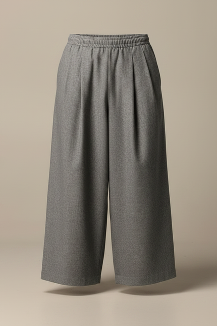 Pantalon Japonais Gris Ample Plissé Décontracté Unisexe - Gabardine - vue 3