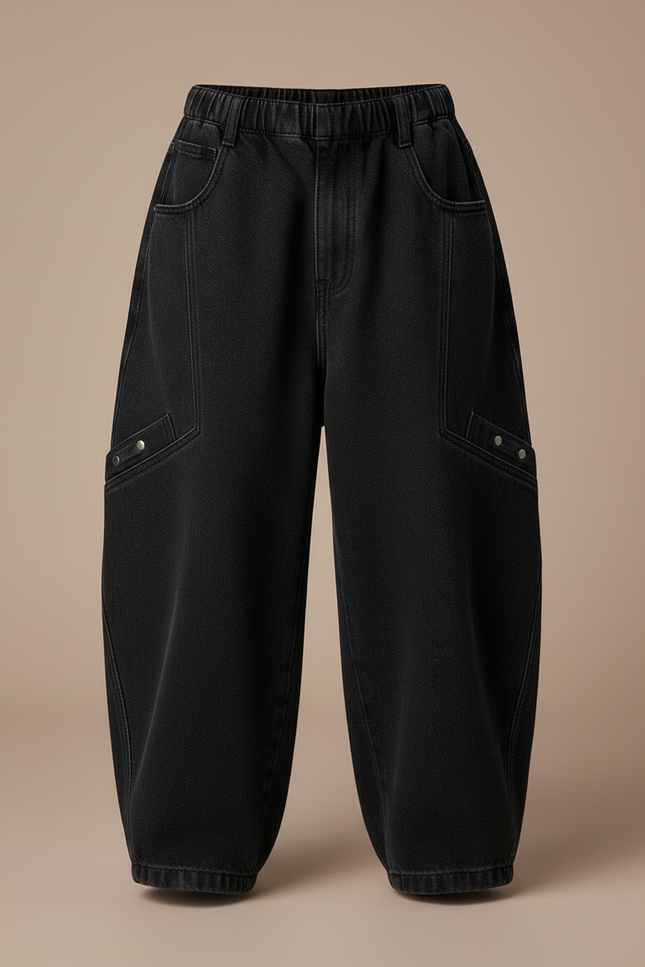 Pantalon Japonais Noir Ample Cargo Enfant Streetwear - Jean - vue 3