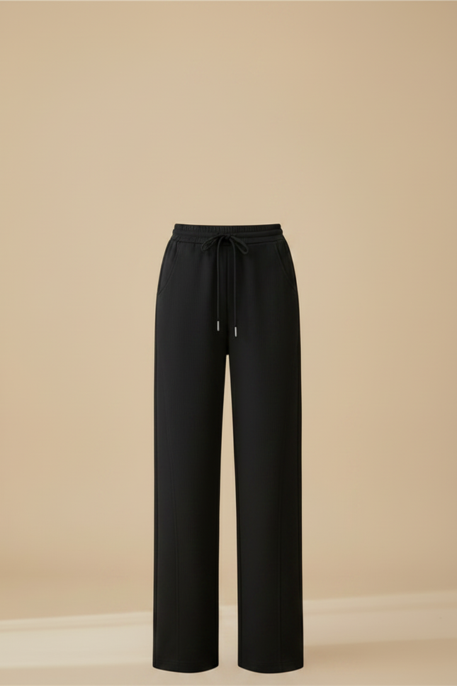 Pantalon Japonais Noir Fluide Ample Décontracté Confortable - Polyester - vue 3