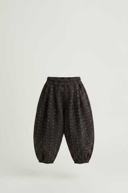 Pantalon Japonais Marron Imprimé Floral Ample Hiver Fille - Laine - vue 3