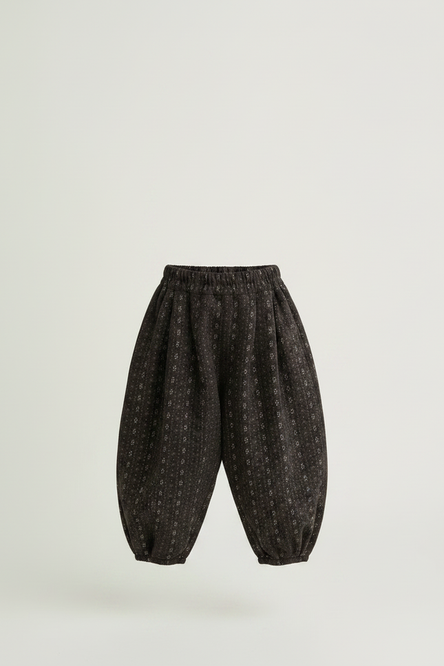 Pantalon Japonais Marron Imprimé Floral Ample Hiver Fille - Laine - vue 3