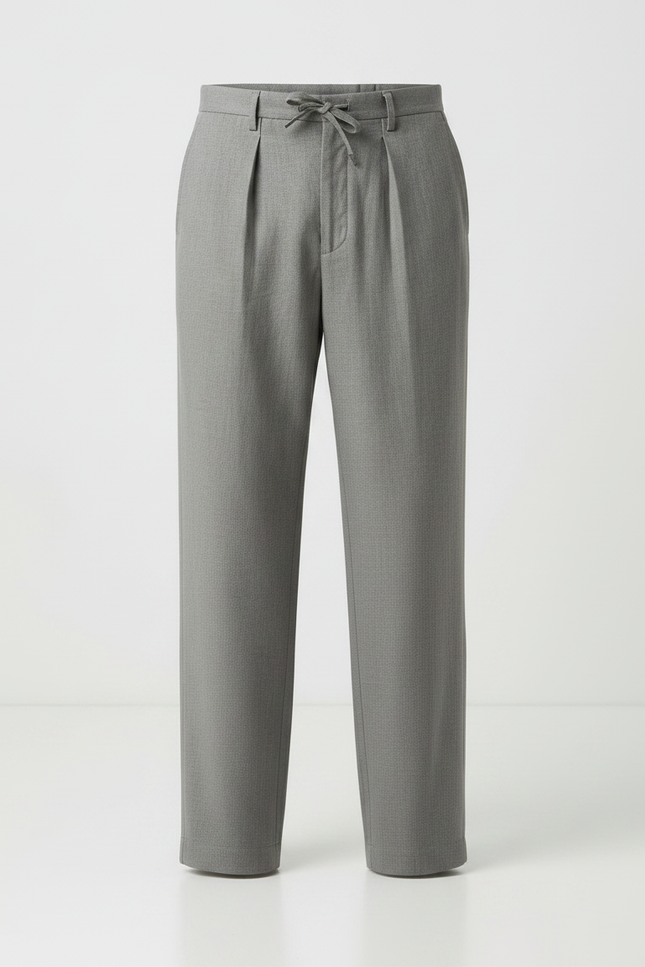 Pantalon Japonais Gris Plissé Ample Confortable Cordon - Gabardine - vue 3