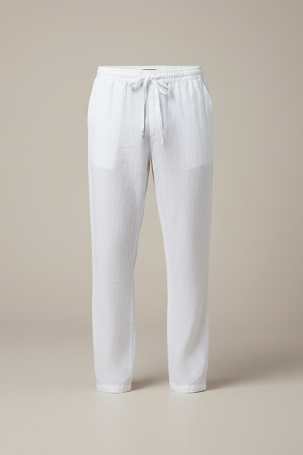 Pantalon Japonais Blanc Lin Ample Cordon Léger Homme - vue 3