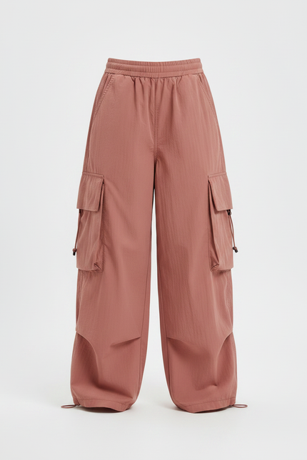 Pantalon Japonais Rose Cargo Ample Streetwear Enfant - Polyester - vue 3