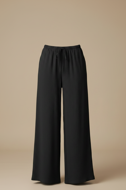 Pantalon Japonais Femme Noir Large - Lin - vue 3