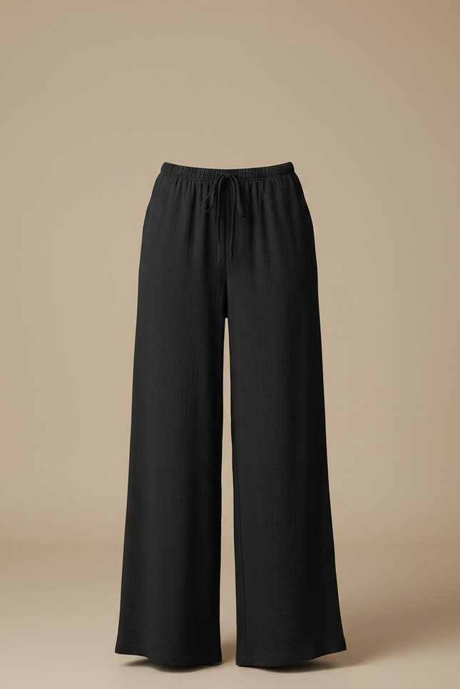 Pantalon Japonais Femme Noir Large - Lin - vue 3