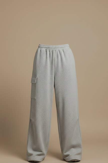 Pantalon Japonais Gris Ample Cargo Molleton Décontracté - vue 3