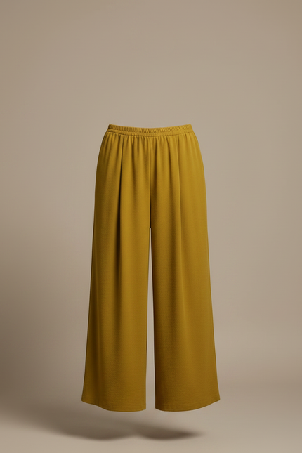 Pantalon Japonais Fluide Ample Jaune Moutarde Femme - Viscose - vue 3