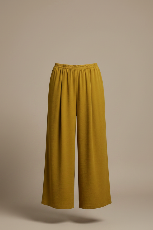 Pantalon Japonais Fluide Ample Jaune Moutarde Femme - Viscose - vue 3