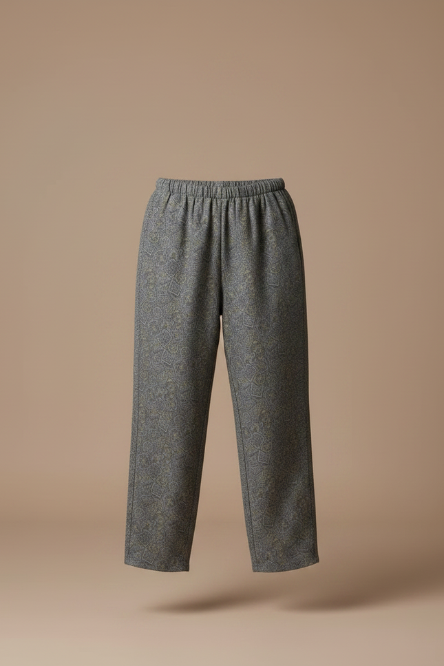 Pantalon Japonais Gris Ample Motif Paisley Confortable - Laine - vue 3