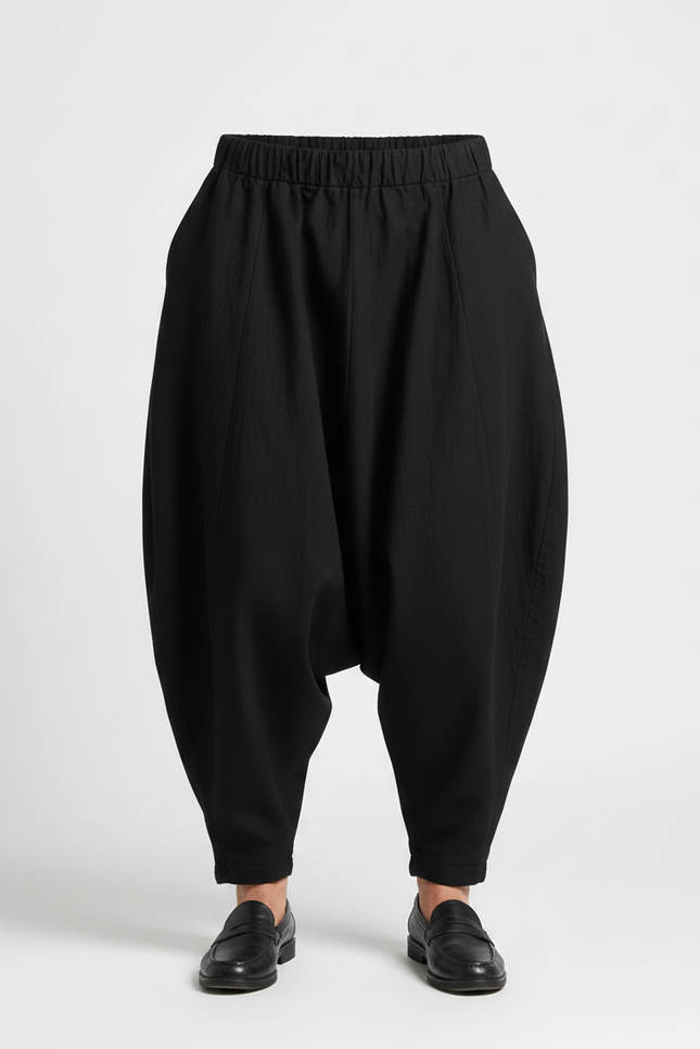 Pantalon Japonais Noir Ample Coton Sarouel Homme - vue 3