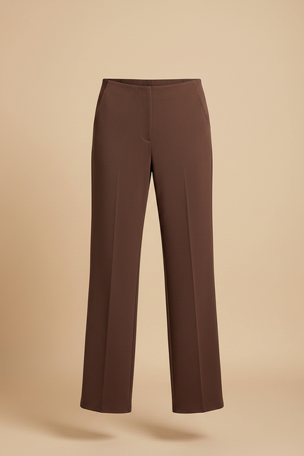 Pantalon Japonais Marron Ample Droit Élégant Femme - Maille - vue 3