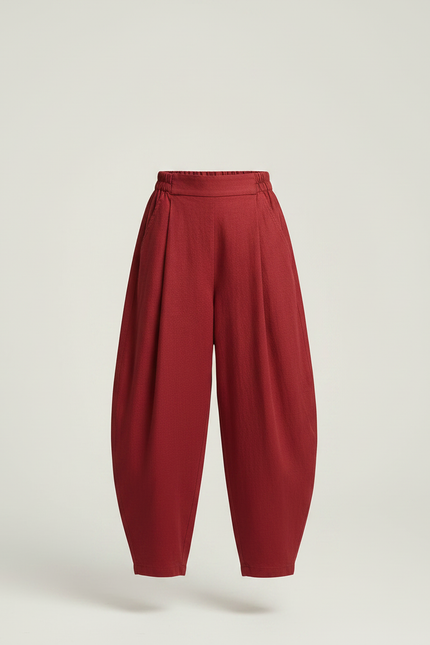 Pantalon Japonais Rouge Ample Coton Fluide Enfant - Bordeaux - vue 3