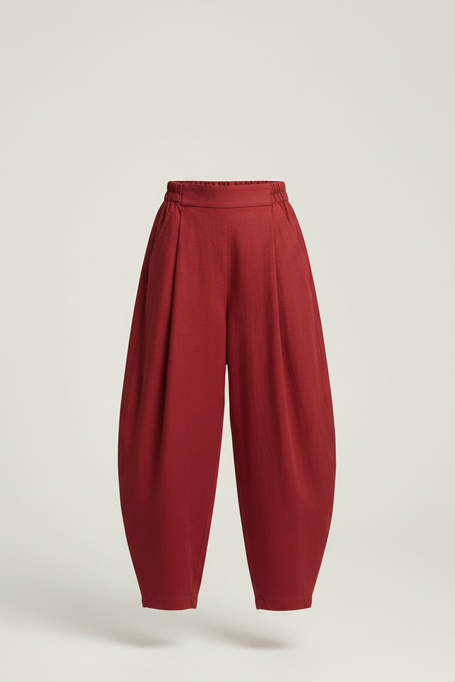 Pantalon Japonais Rouge Ample Coton Fluide Enfant - Bordeaux - vue 3