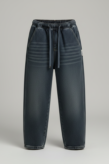 Pantalon Japonais Denim Ample Décontracté Enfant Bleu - Jean - vue 3