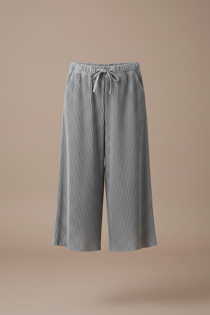 Pantalon Japonais Plissé Ample Gris Décontracté Fille - Polyester - vue 3