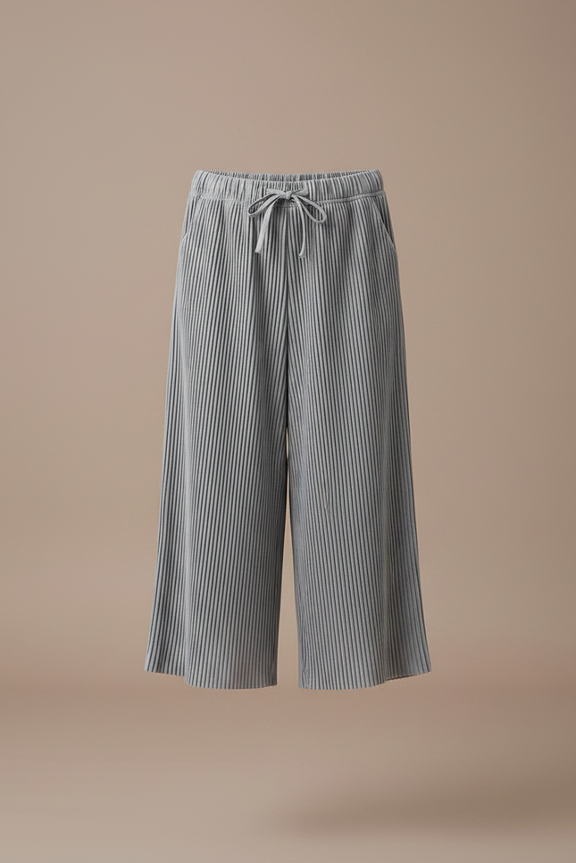 Pantalon Japonais Plissé Ample Gris Décontracté Fille - Polyester - vue 3