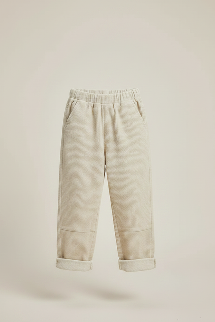 Pantalon Japonais Velours Côtelé Beige Ample Enfant - vue 3