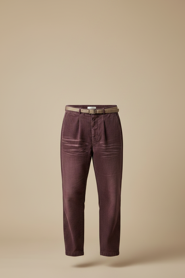 Pantalon Japonais Velours Côtelé Bordeaux Plissé Ample - Cordé - vue 3
