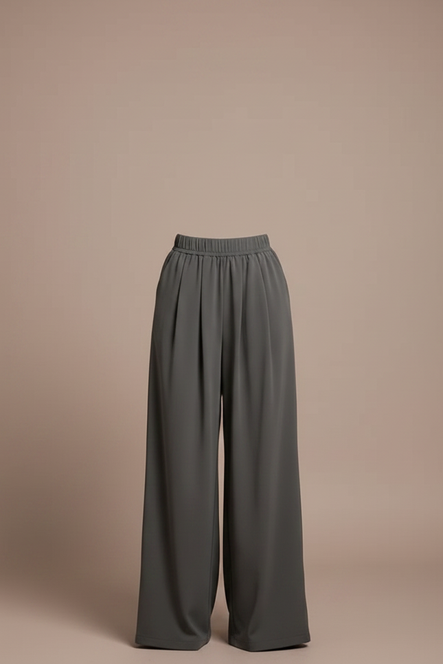 Pantalon Japonais Fluide Ample Décontracté Gris Femme - Polyester - vue 3