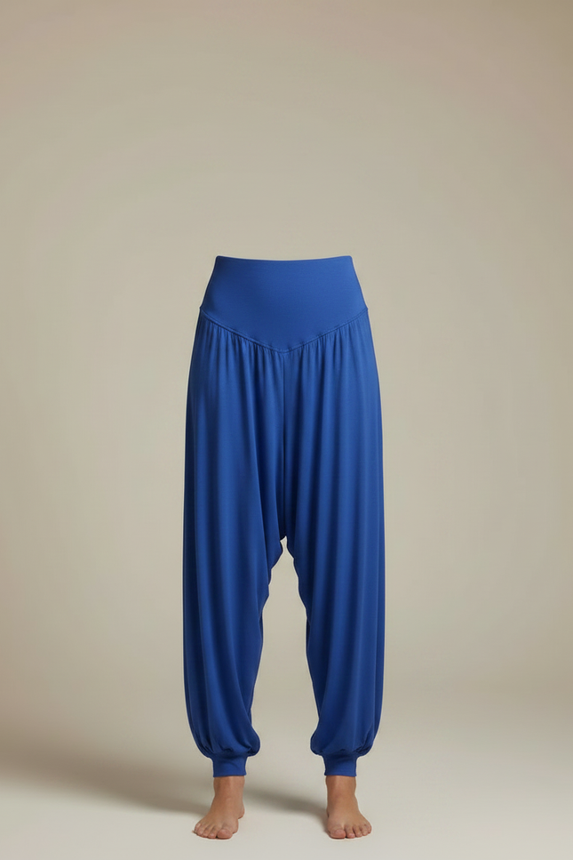 Pantalon Japonais Sarouel Fluide Bleu Confortable Femme - Viscose - vue 3