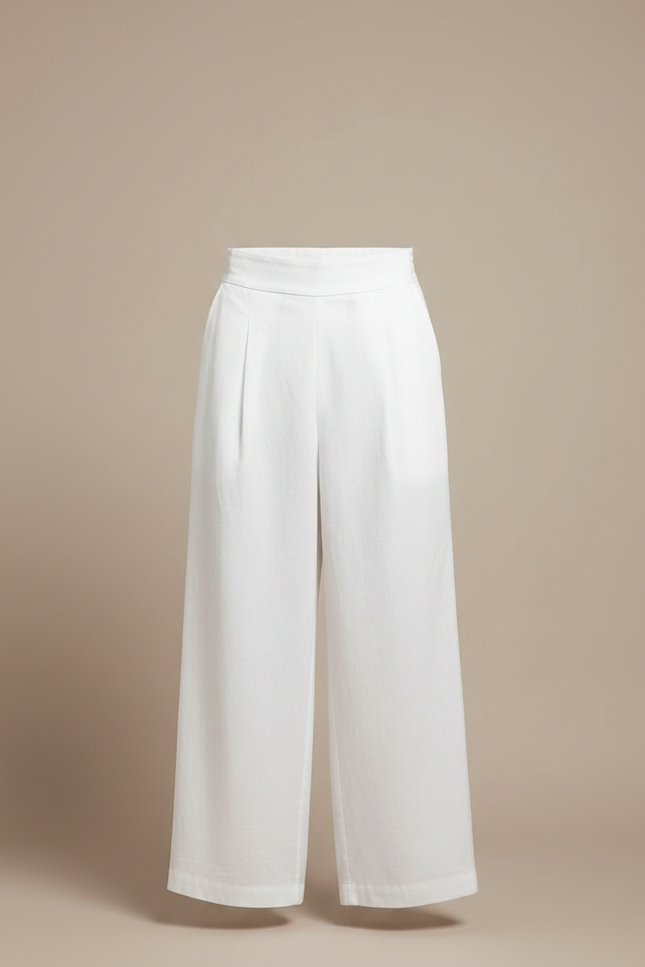 Pantalon Japonais Blanc Ample Plissé Décontracté Homme - Lin - vue 3