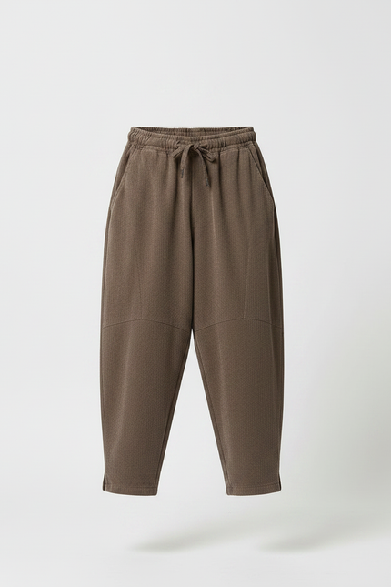 Pantalon Japonais Marron Ample Côtelé Confortable Enfant - Cordé - vue 3