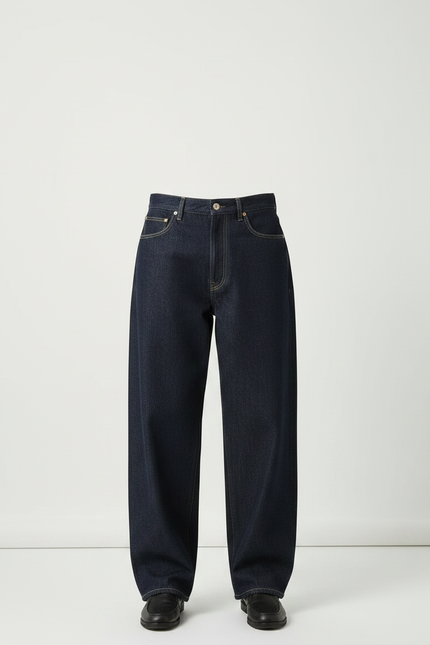 Pantalon Japonais Denim Ample Foncé Homme - Marine Jean - vue 3