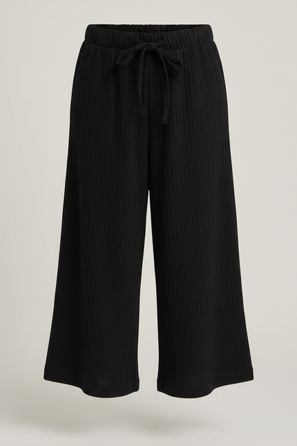 Pantalon Japonais Noir Côtelé Ample Élastique Enfant - Maille - vue 3