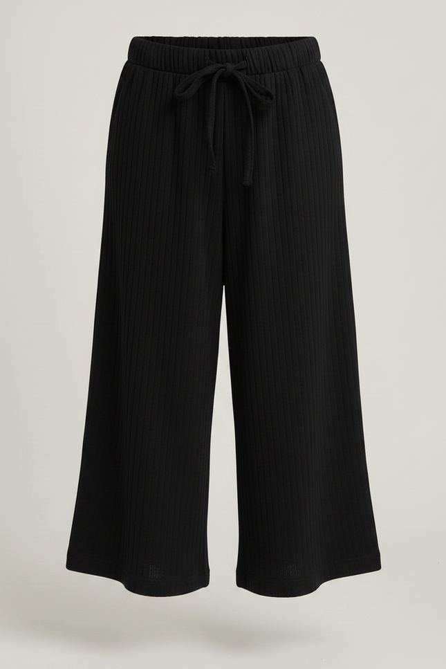 Pantalon Japonais Noir Côtelé Ample Élastique Enfant - Maille - vue 3