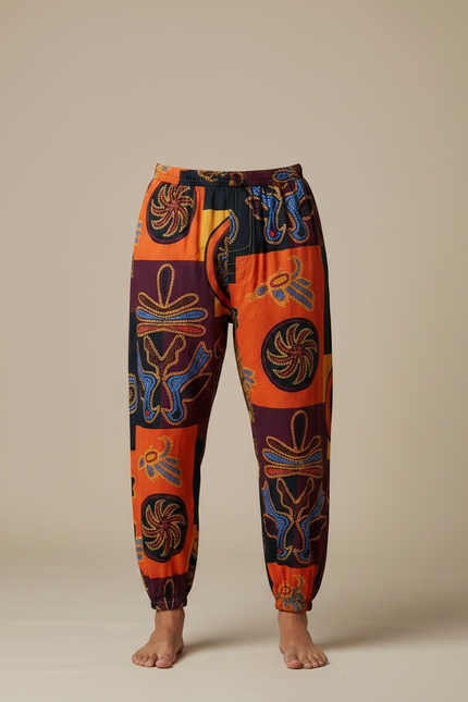 Pantalon Japonais Sarouel Ample Imprimé Ethnique Homme Coton - vue 3