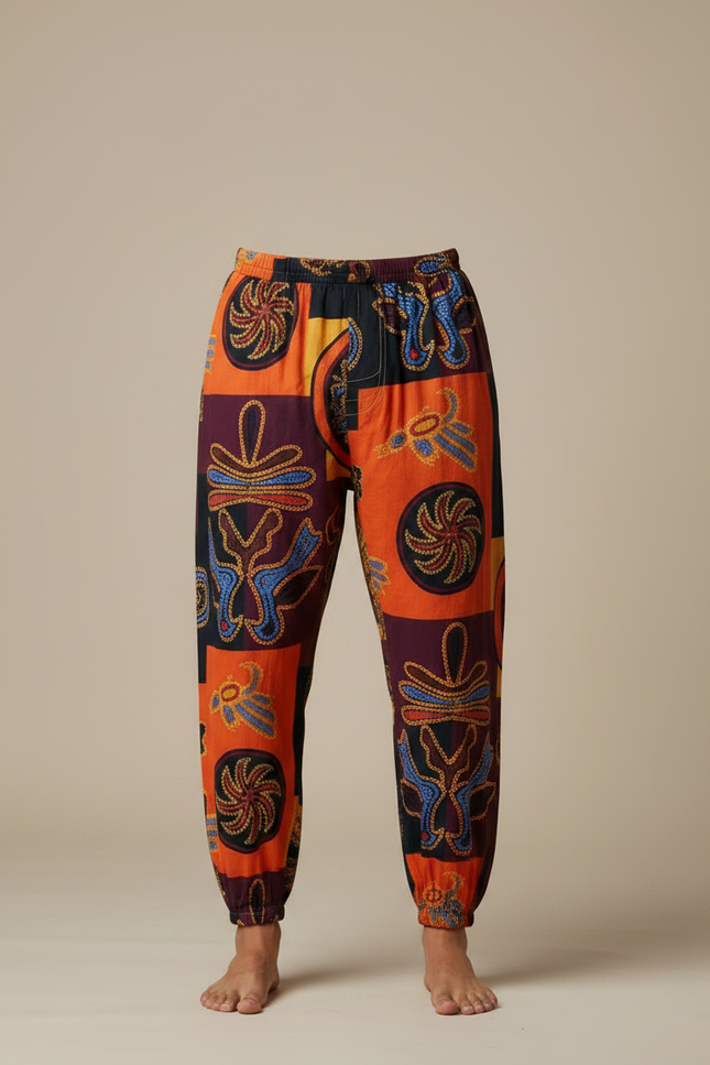 Pantalon Japonais Sarouel Ample Imprimé Ethnique Homme Coton - vue 3