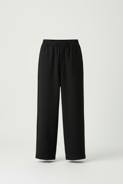 Pantalon Japonais Noir Ample Fluide Élastique Décontracté - Maille - vue 3