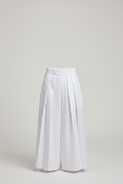 Pantalon Japonais Blanc Plissé Ample Garçon Coton - vue 3