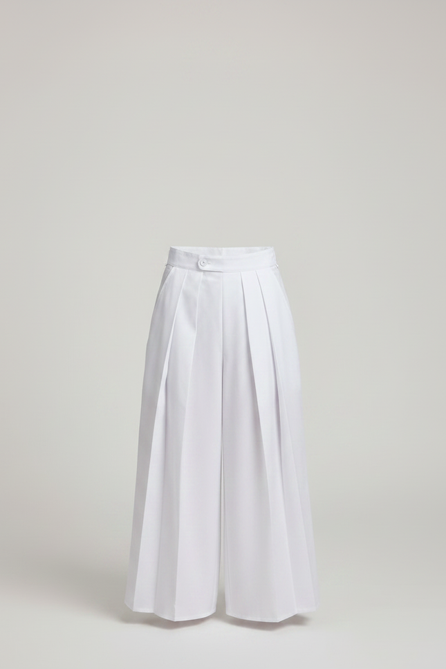 Pantalon Japonais Blanc Plissé Ample Garçon Coton - vue 3