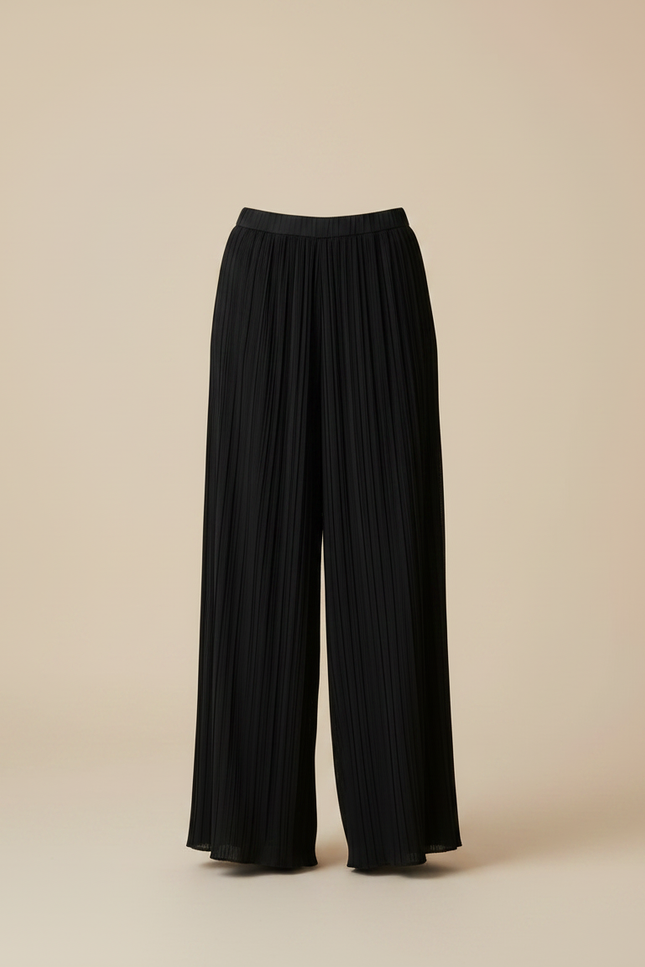 Pantalon Japonais Noir Plissé Ample Élégant Femme - Polyester - vue 3