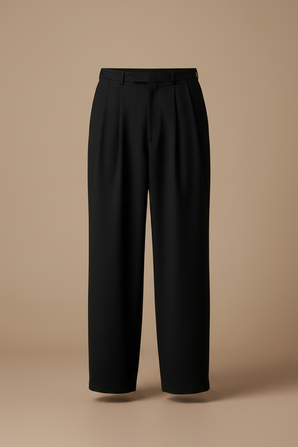 Pantalon Japonais Noir Fluide Plissé Élégant Décontracté - Viscose - vue 3
