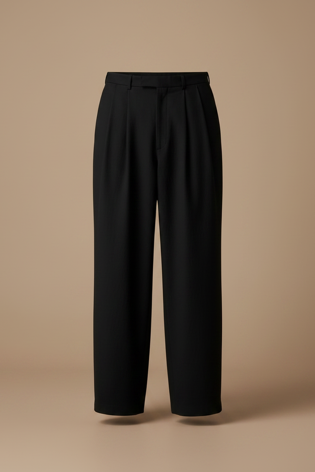 Pantalon Japonais Noir Fluide Plissé Élégant Décontracté - Viscose - vue 3