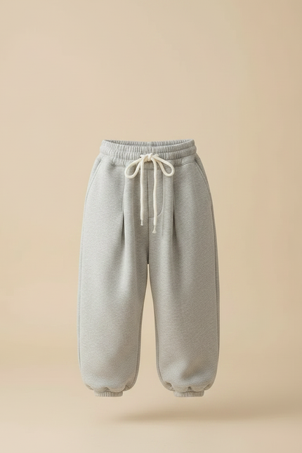 Pantalon Japonais Gris Ample Molleton Enfant Confortable - vue 3