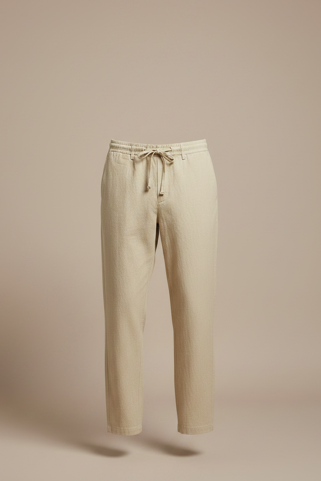 Pantalon Japonais Beige Ample Coton Lin Décontracté Homme - vue 3