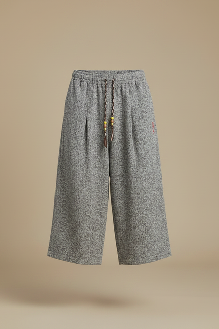 Pantalon Japonais Gris Lin Ample Décontracté Homme - vue 3