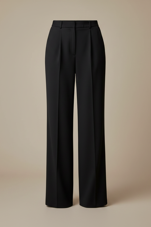 Pantalon Japonais Noir Plissé Taille Haute Fluide Femme - Polyester - vue 3