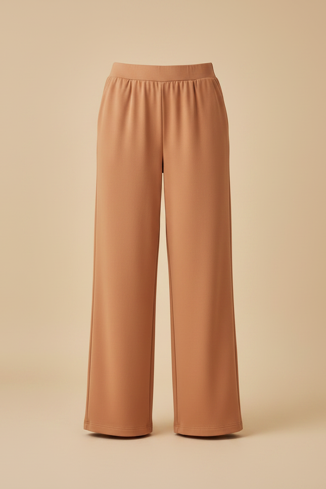 Pantalon Japonais Fluide Ample Marron Taille Haute - Maille - vue 3