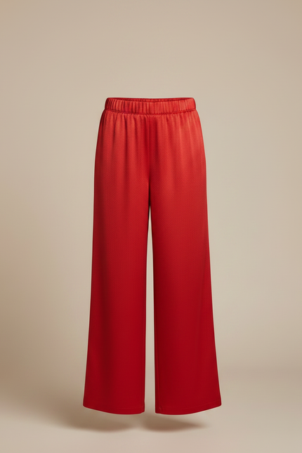 Pantalon Japonais Satin Rouge Ample Fluide Fille - vue 3